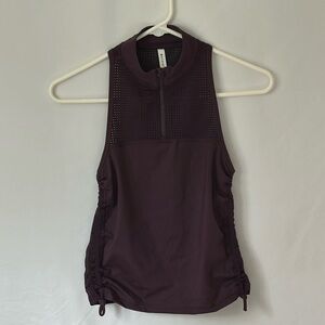 ATHLETA Hiit It Tank Mesh 1/4 Zip Ruched Racerback Sleeveless